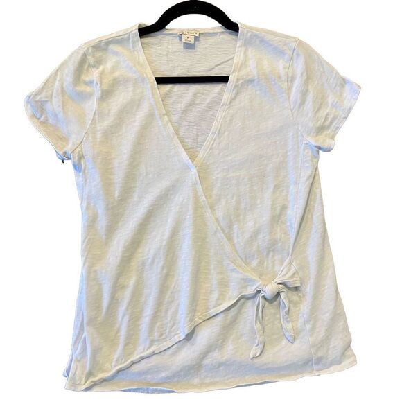 🚨 SALE ‼️ J.crew white wrap tie front short sleeve top - Picture 1 of 7